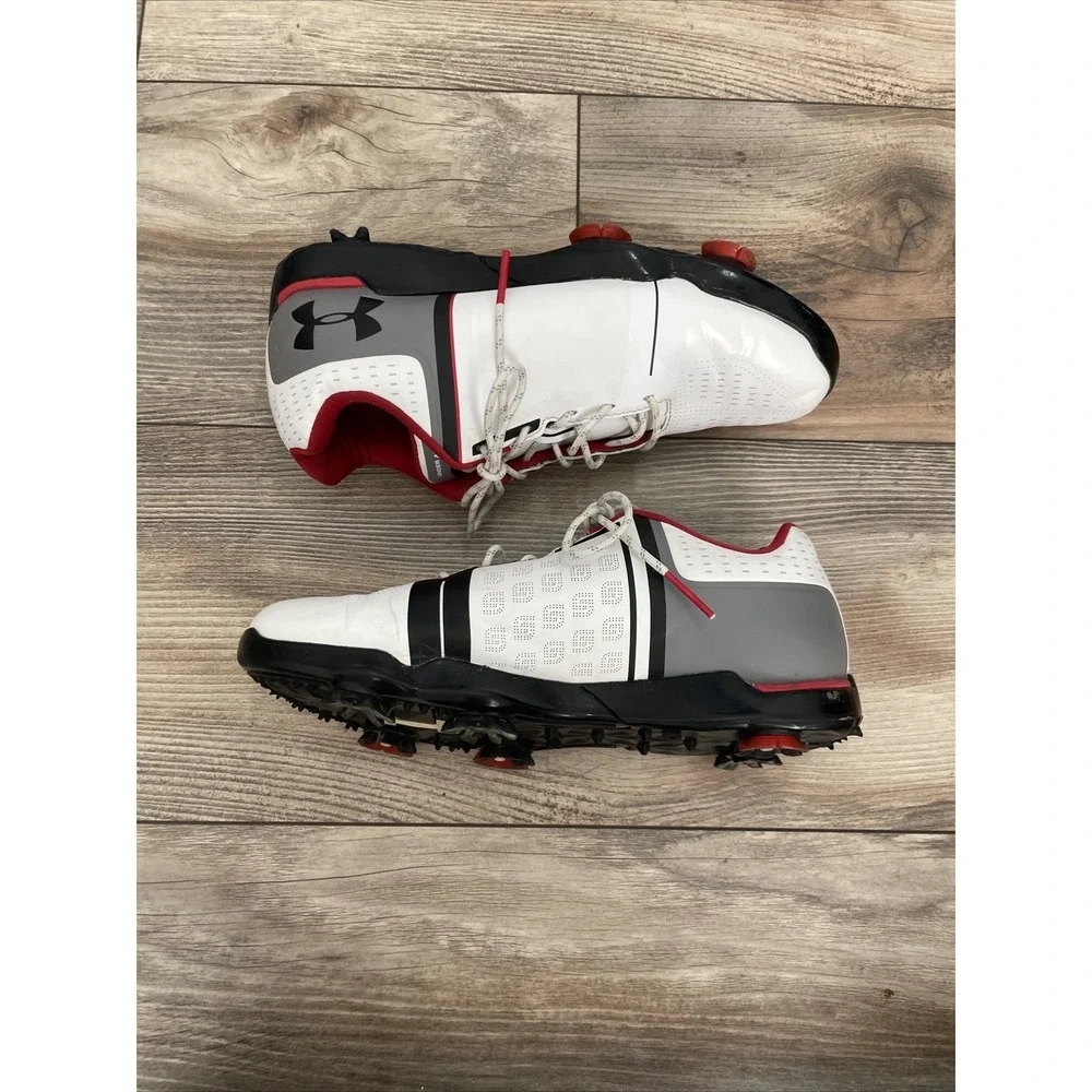 Under Armour JORDAN SPIETH ONE JR YOUTH BOYS GOLF SHOE SIZE 6Y WHITE & Red